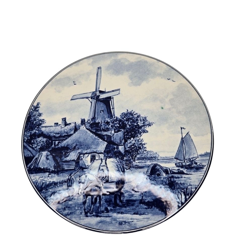 Vintage Delft Blue "Summer Landscape" Ceramic Wall Plate